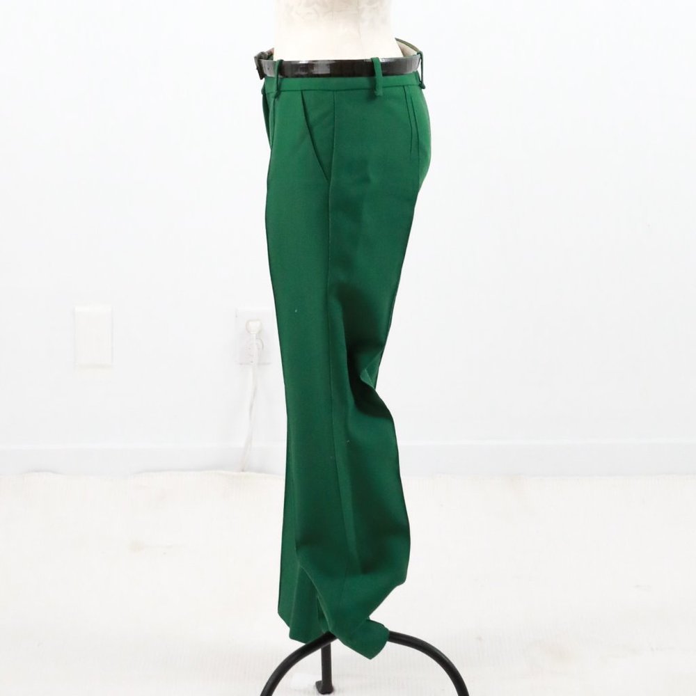 Runway Oscar De La Renta Pants 8 Wool Trousers Green Christmas Holiday Party - Picture 6 of 9